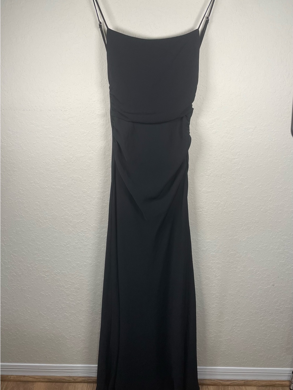 ZARA Black Ruched Open Back Maxi Dress XS Evening Formal Wedding Guest